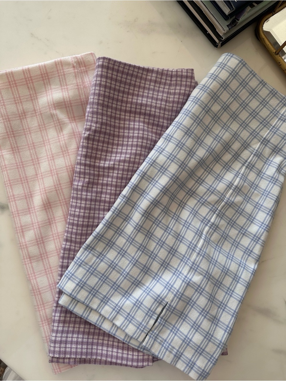 Brandy Melville Skirt Bundle pink/purple/ blue plaid mini cotton one size